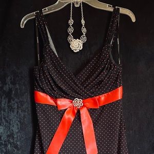 New Women’s ‘MY MICHELLE’ Red Polka Dot Slip-On Dress, Size Small